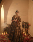 Sania Chadha in Sheesh Mahal Brown Lehenga