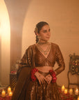 Sania Chadha in Sheesh Mahal Brown Lehenga