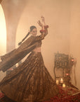 Sania Chadha in Sheesh Mahal Brown Lehenga