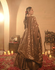 Sania Chadha in Sheesh Mahal Brown Lehenga