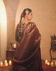Sania Chadha in Falaknuma Deep Burgundy Lehenga