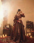 Sania Chadha in Falaknuma Deep Burgundy Lehenga