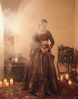 Sania Chadha in Falaknuma Deep Burgundy Lehenga