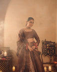 Sania Chadha in Falaknuma Deep Burgundy Lehenga