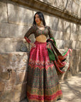 Reshma in Mor Mahal Green-Magenta Lehenga
