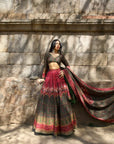 Reshma in Mor Mahal Green-Magenta Lehenga