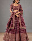 The Minara Lehenga -Deep Wine