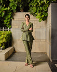 LE JARDIN VERT PEPLUM JACKET & PANTS SET