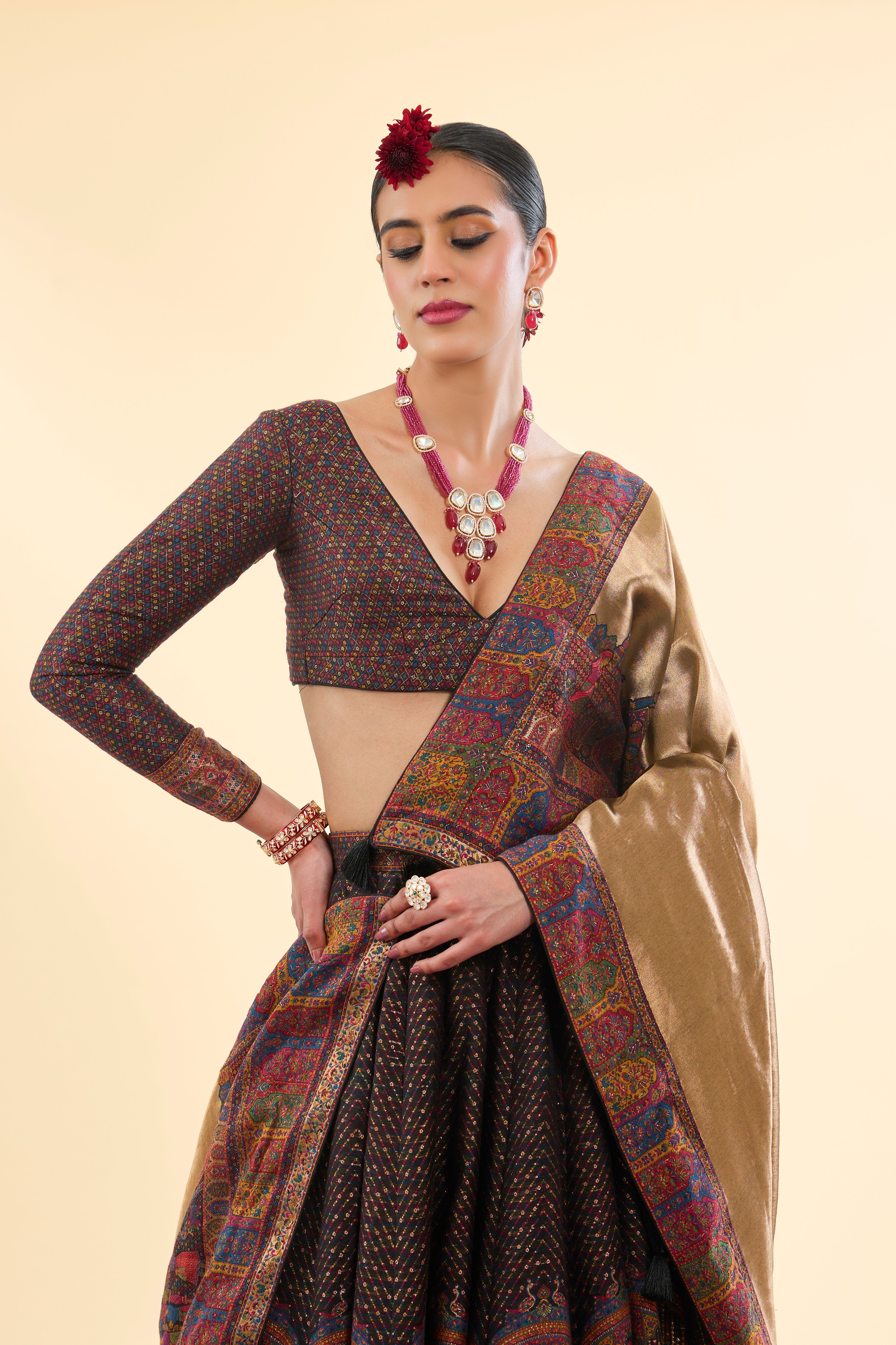 Mubarak Manzil Black Lehenga with Dupatta Set of 3