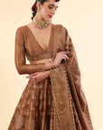 Sheesh Mahal Brown Lehenga with Dupatta Set of 3