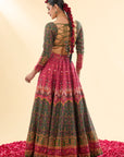 Mor Mahal Green-Magenta Lehenga with Dupatta Set of 3