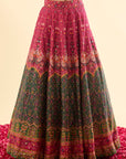 Mor Mahal Green-Magenta Lehenga with Dupatta Set of 3