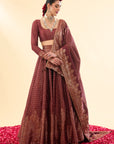 Falaknuma Deep Burgundy Lehenga with Dupatta Set of 3