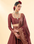 Falaknuma Deep Burgundy Lehenga with Dupatta Set of 3