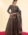 Roshnara Bagh Navy Blue Lehenga with Dupatta Set of 3