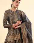 Roshnara Bagh Navy Blue Lehenga with Dupatta Set of 3