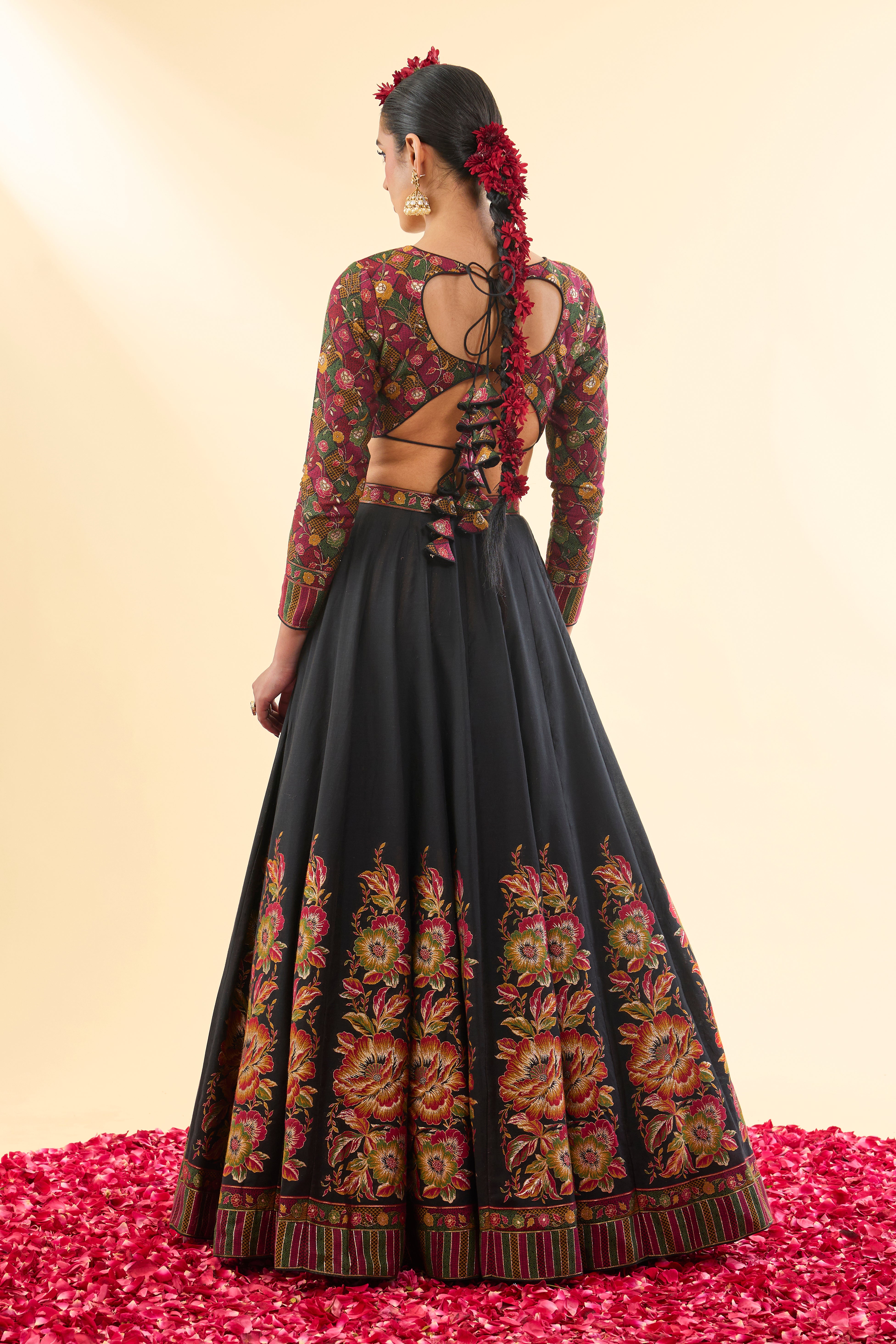 Qudsia Bagh Black Lehenga with Dupatta Set of 3
