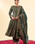 Noor Mahal Bottle Green Anarkali with Dupatta Set of 3