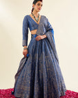 Nur Chashma Persian Blue Lehenga with Dupatta Set of 3