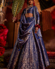 Nur Chashma Persian Blue Lehenga with Dupatta Set of 3