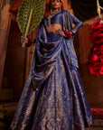 Nur Chashma Persian Blue Lehenga with Dupatta Set of 3