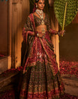 Mor Mahal Green-Magenta Lehenga with Dupatta Set of 3
