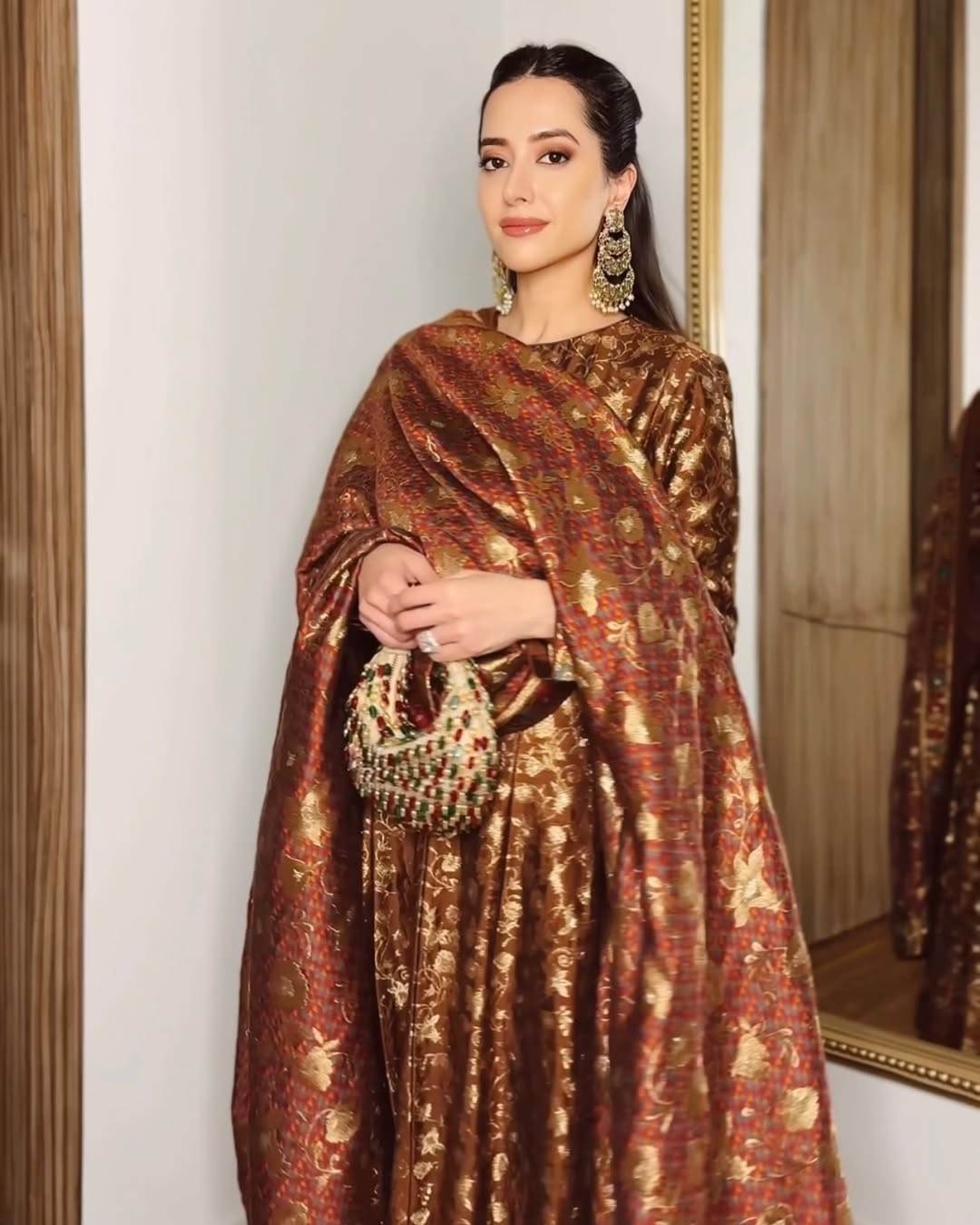 Begumpur Brown Anarkali with Dupatta Set of 3