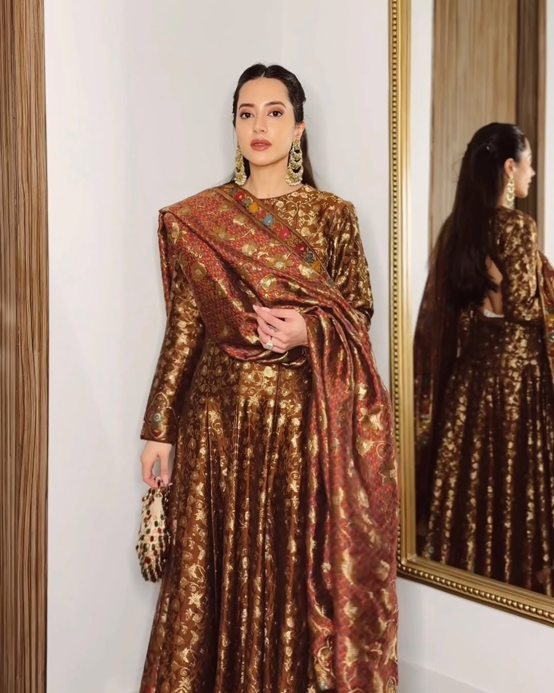 Begumpur Brown Anarkali with Dupatta Set of 3