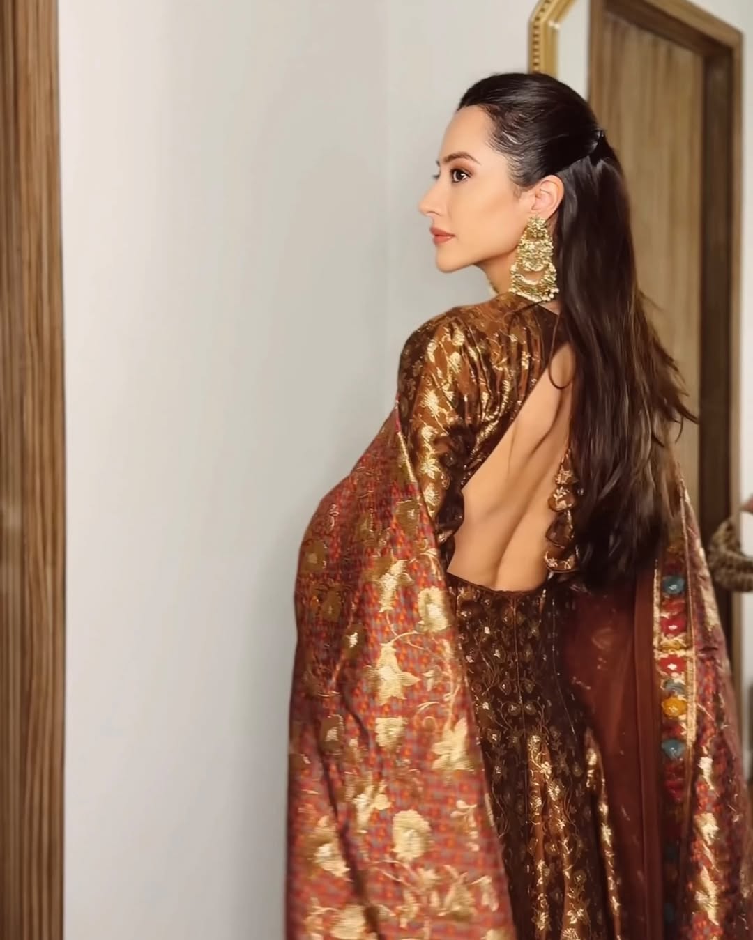 Begumpur Brown Anarkali with Dupatta Set of 3