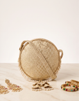 Gold Brocade Woven Round Sling Bag