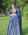 Nur Chashma Persian Blue Lehenga with Dupatta Set of 3