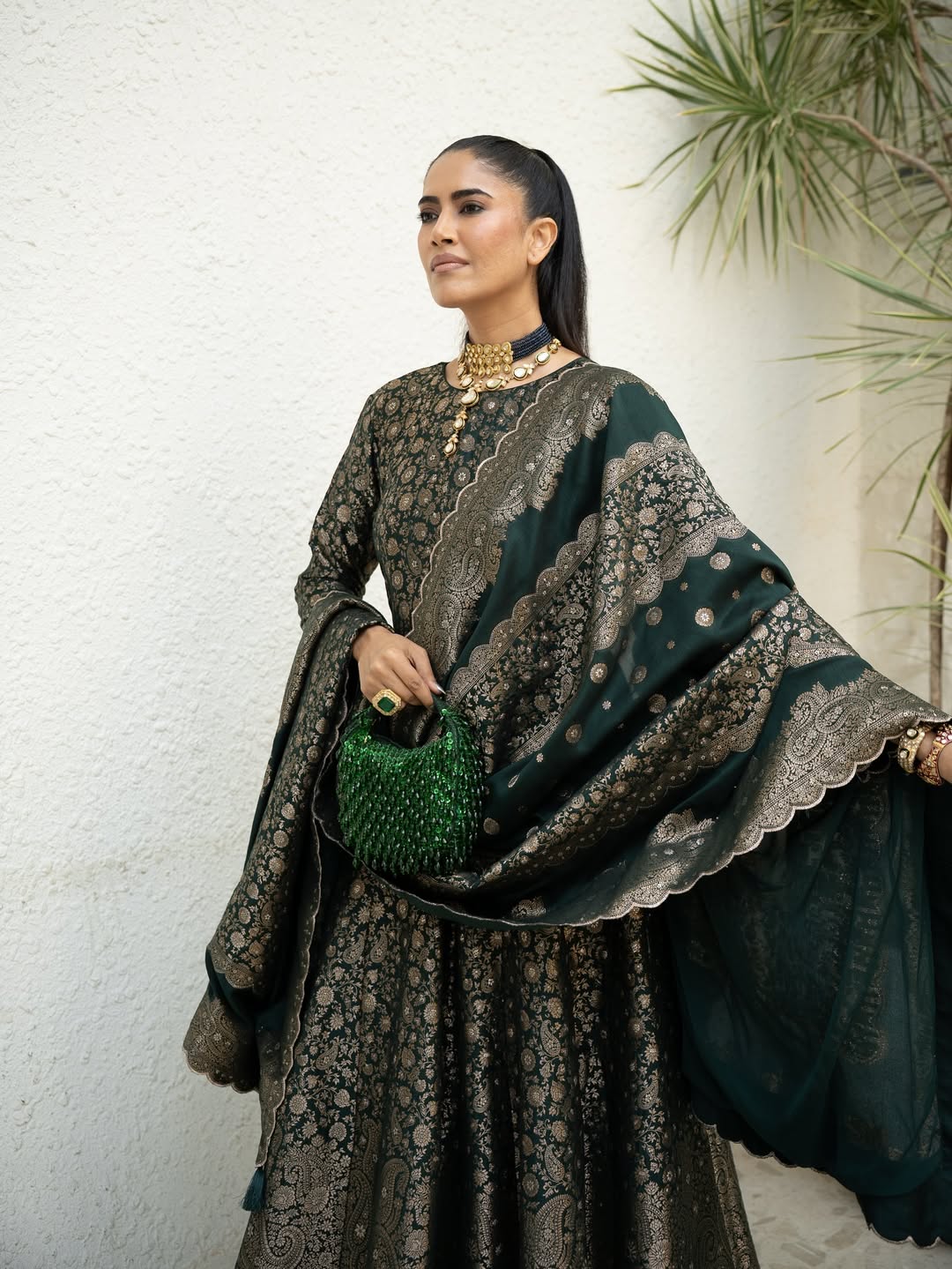 Noor Mahal Bottle Green Anarkali with Dupatta Set of 3