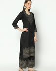 Kanthakari Acro Wool Black Dress Material with Stole