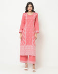 Cotton Woven Chikankari Design Unstitched Dress Material With dupatta