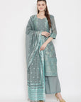 Cotton Silk Zari Woven Lemon Dress Material with Dupatta