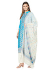 Cotton Jacquard Zari Woven Ferozi Dress Material with Cotton Silk Dupatta