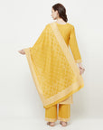 COTTON WOVEN CHIKANKARI YELLOW DRESS MATERIAL WITH DUPATTA