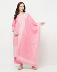 COTTON WOVEN CHIKANKARI PINK DRESS MATERIAL WITH DUPATTA