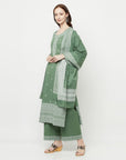 COTTON WOVEN CHIKANKARI OLIVE DRESS MATERIAL WITH DUPATTA