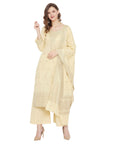 Chikankari Woven Cotton Lemon Dress Material