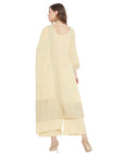 Chikankari Woven Cotton Lemon Dress Material