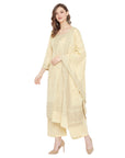 Chikankari Woven Cotton Lemon Dress Material