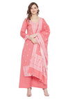 Chikankari Woven Cotton Peach Dress Material