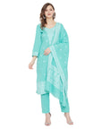 Chikankari Woven Cotton Sea Green Dress Material