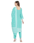 Chikankari Woven Cotton Sea Green Dress Material