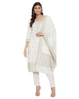 Chikankari Woven Cotton White Dress Material