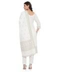 Chikankari Woven Cotton White Dress Material