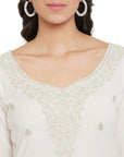 Chikankari Woven Cotton White Dress Material