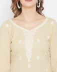 Chikankari Woven Cotton Lemon Dress Material