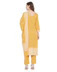 Chikankari Woven Cotton Yellow Dress Material